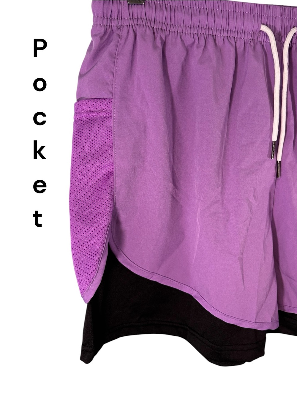 Women's Purple Layered Running Shorts - Picture 3 of 5